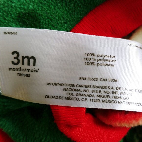 Carter's 2-Way Zip Fleece Holiday Footie size 3 Months - Picture 6 of 8